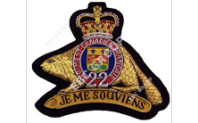 Royal Canadian Regimental Gold Bullion Blazer Badge